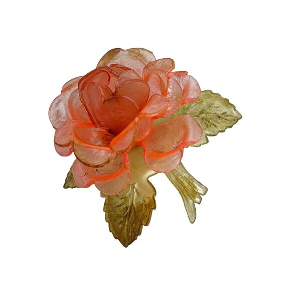 Vintage Pair Of Plastic Flower Brooches With Floral Bouquet & Rose Design (5771) - Picture 8 of 11